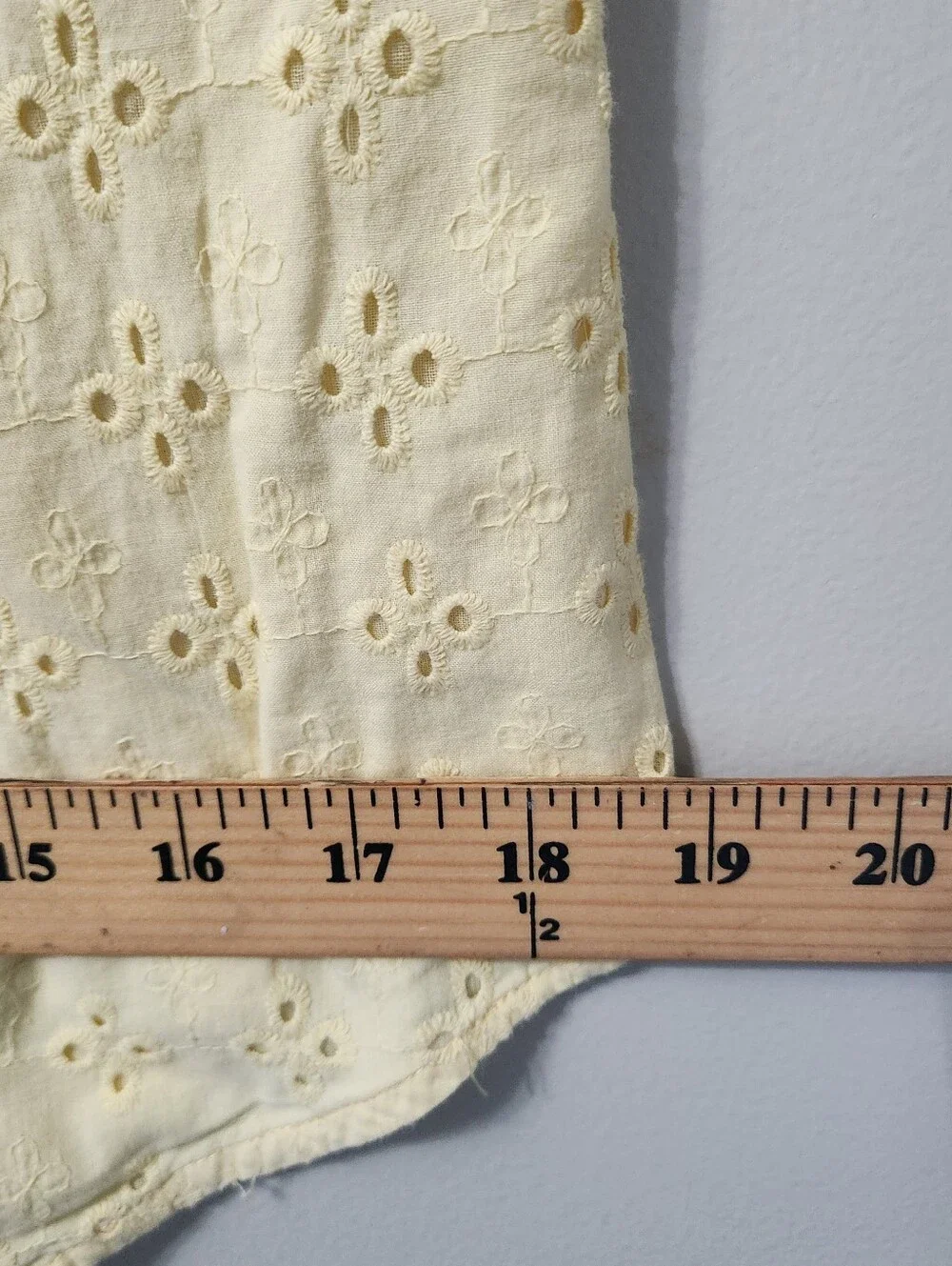 Yellow Eyelet 100% Cotton Short Sleeve Button Up Shirt Lined Floral Embroidered